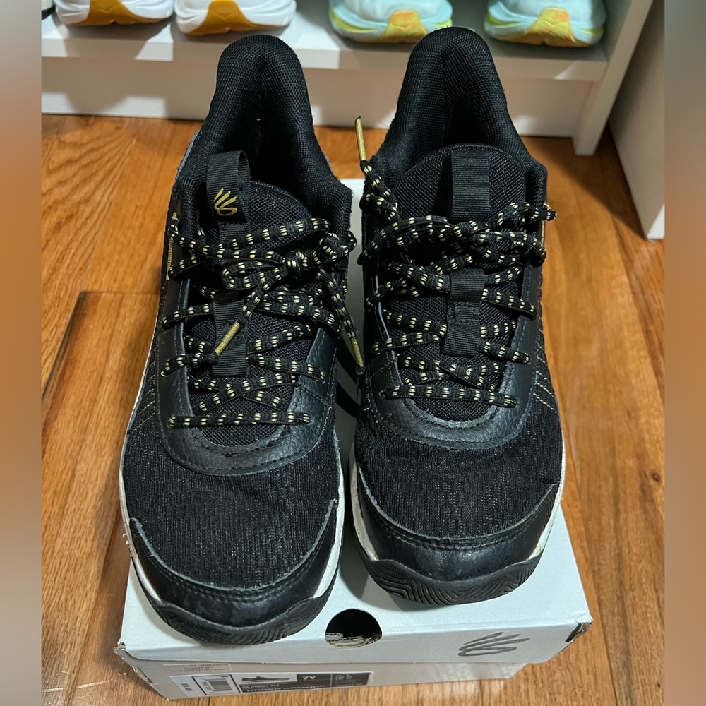 Boys Black and Gold Steph Curry Sneakers